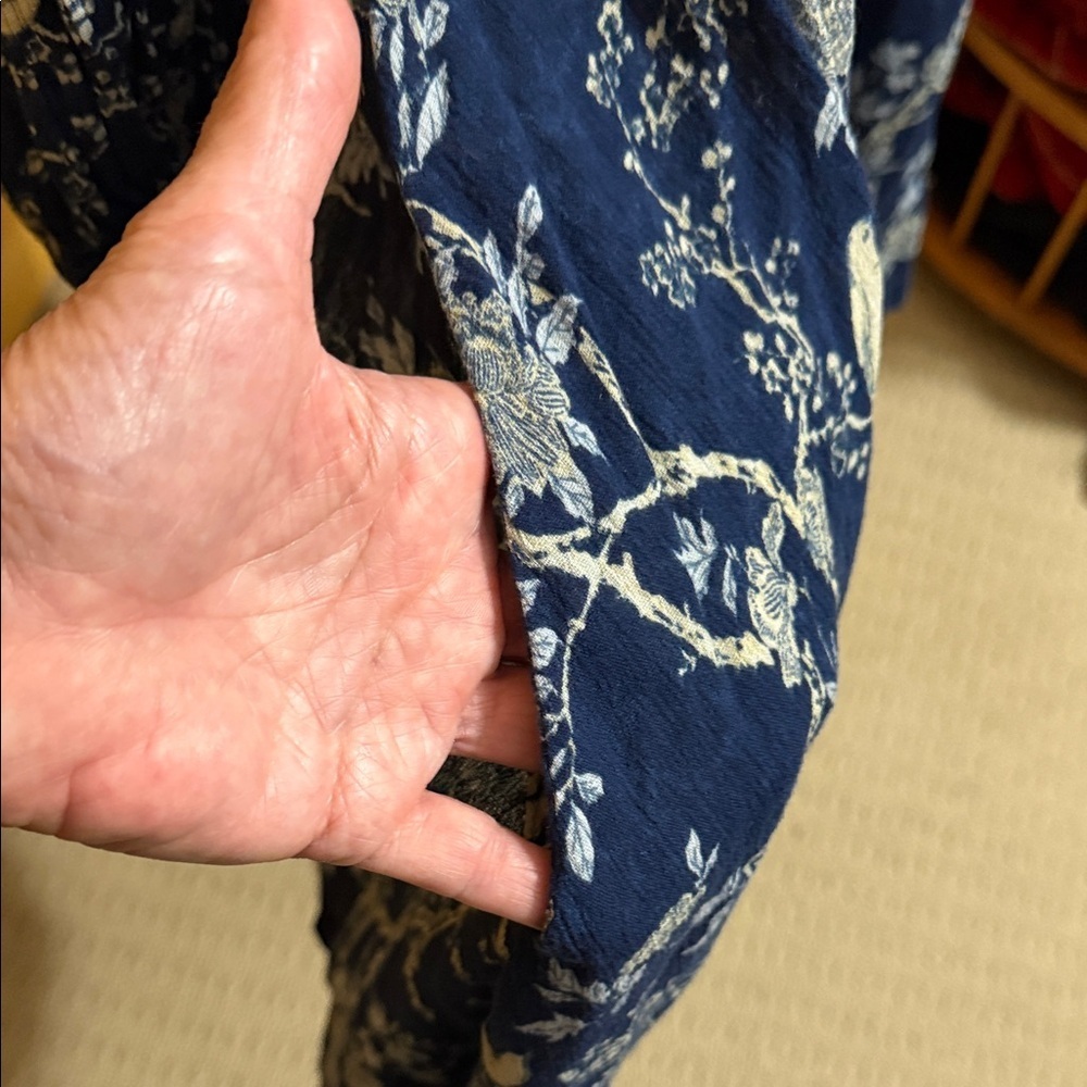 Ralph Lauren Denim & Supply Large Blue Floral/Bird Scoop-Neck Babydoll Dress. View 4